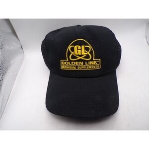 Hit Golden Link Microbial Supplements Trucker Hat Black Yellow Snapback Mesh Cap